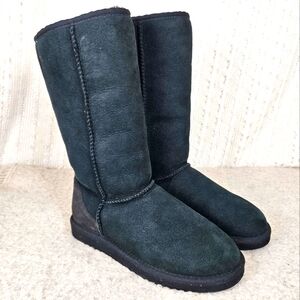UGG Australia Tall Classic 5815 Black Sherpa Boots Size 6
